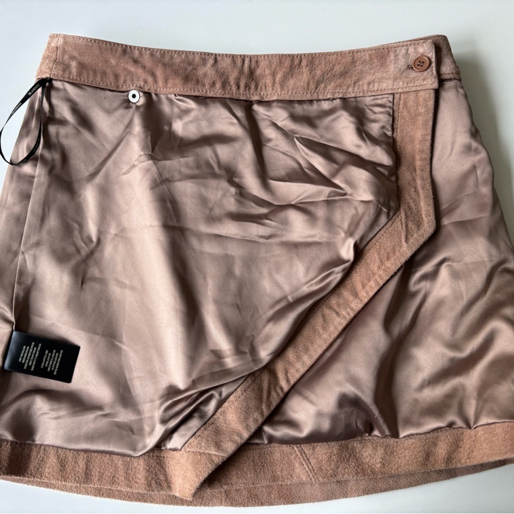 BLANKNYC Almond Leather Suede Tan Wrap Skirt 28 New - Picture 8 of 9